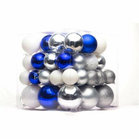 QUEENS OF CHRISTMAS Ball Ornaments Blue White & Silver, 2PK ORN-62PK-BWS